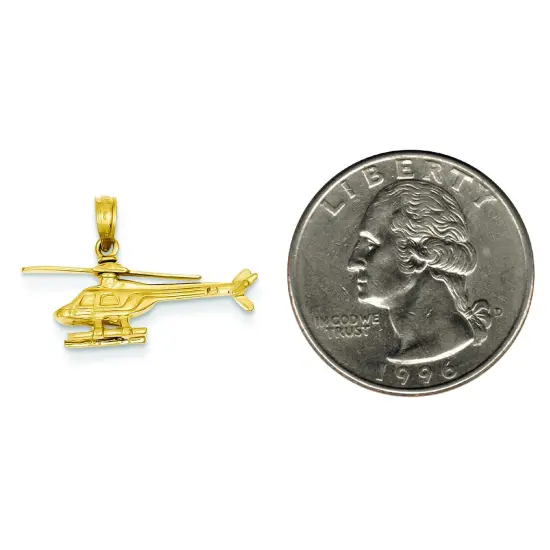 14K Gold Polished 3D Moveable Helicopter Pendant Jewerly 16.1mm x 23.8mm {2}