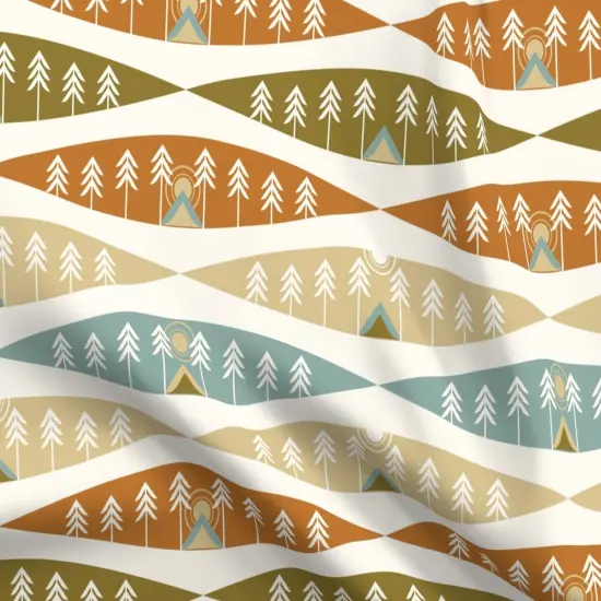 Various Fabrics by the Yard or Fat Quarter Camping Earth Tones Adventure Exploration Great Outdoors Tents Trees Nature Sunrise Sunset Red Beige Cozy Hygge Custom Printed Fabric by Spoonflower {5}