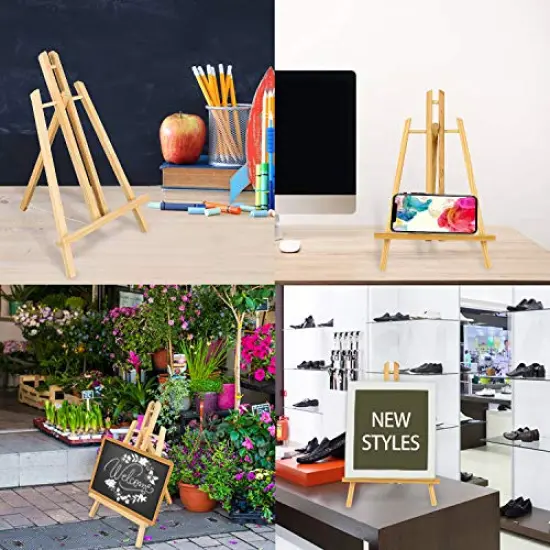 4Pc Wooden Easel,16"Table Top Easel,Easel for Painting canvases,Foldable A Frame Wood Easel Adjustable Table Easel for Kids,Oil Water Painting,Students Classroom Etc. {2}