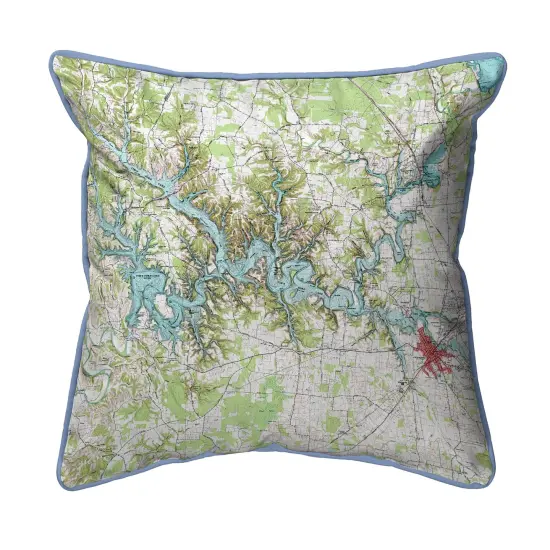 Tims Ford Lake, TN Nautical Map Pillow 22x22 &ndash; Extra Large Zippered {1}