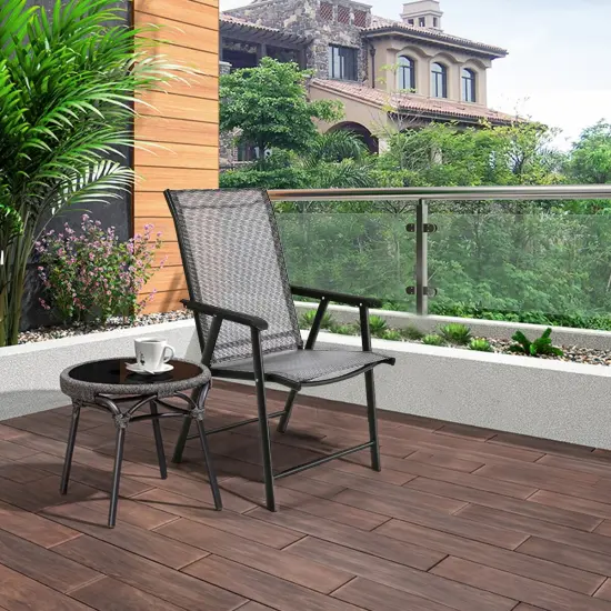 4-Pack Patio Folding Chairs Portable for Outdoor Camping Black {7}