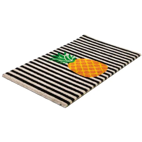 Northlight Ivory and Orange Pineapple Striped Natural Coir Outdoor Summer Doormat 18" x 30" {6}