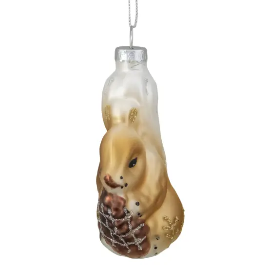 Northlight 3.75" Brown and White Glass Squirrel with Nut Christmas Ornament {4}