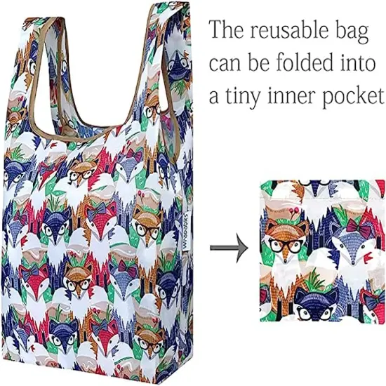 Wrapables JoliBag Collection Reusable Shopping Bag (Set of 6) Foxes, Fishies {2}