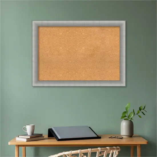 Elegant Framed Corkboard, Natural Cork Elegant Pewter {5}