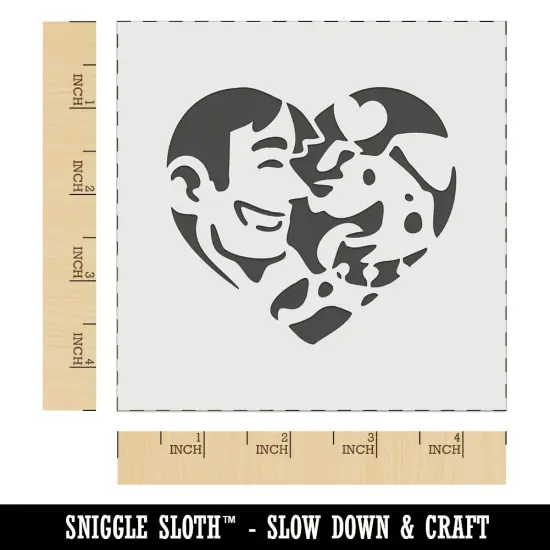 Man with Dog Puppy Pet in Heart Wall Cookie DIY Craft Reusable Stencil {6}