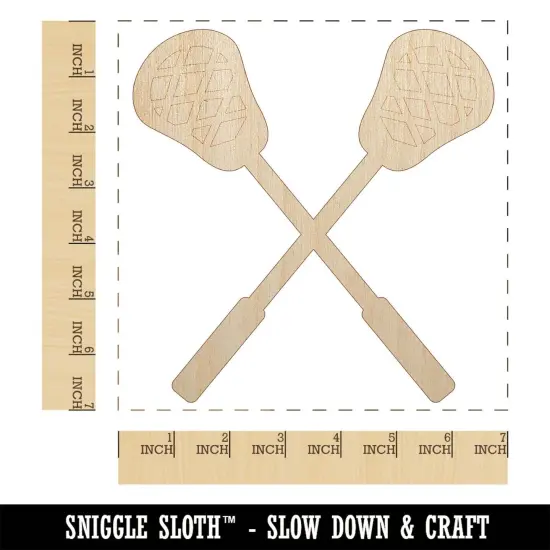 Crossed Lacrosse Sticks Unfinished Wood Shape Piece Cutout for DIY Craft Projects {1}