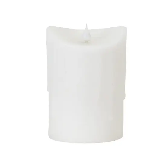Melrose 7" White Dripping Wax LED Lighted Christmas Flameless Candle with Moving Flame {1}