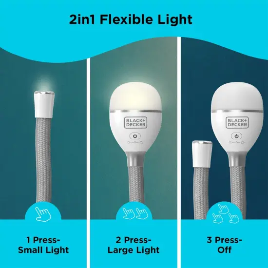 BLACK+DECKER Snake Light, Work Light, 2 Settings, Flexible and Rechargeable (BDCFSL01) {4}