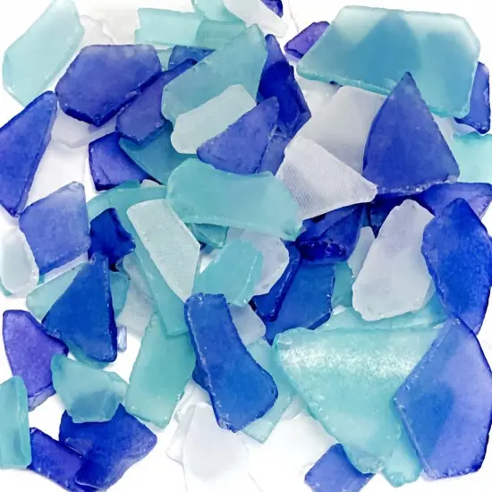 Sea Glass Craft 11 Ounces Cobalt Blue White and Aqua Tumbled Sea Glass Decor Bulk Seaglass Pieces for Beach Wedding Decor and Crafts {1}