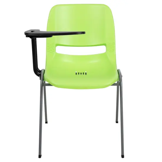 Emma and Oliver Ergonomic Shell Chair with Right Handed Flip-Up Tablet - Tablet Arm Desk Green {5}