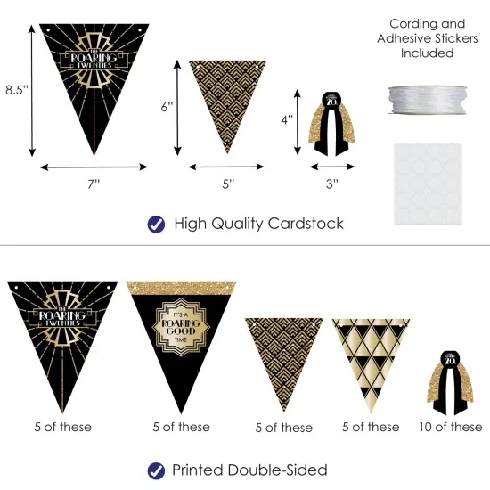 Big Dot of Happiness Roaring 20's - DIY 1920s Art Deco Jazz Party Pennant Garland Decoration - Triangle Banner - 30 Pieces {4}