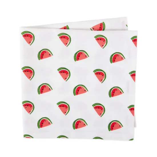 Contemporary Home Living Set of 6 White and Red Watermelon Printed Square Over-Sized Napkins 20" {1}