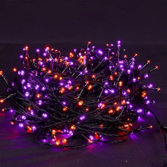 Halloween 300 LED String Lights, 100FT String Lights with 8 Lighting Modes, Halloween Decorations for Party Carnival Supplies, Outdoor Yard Garden Decor (Purple & Orange) {5}