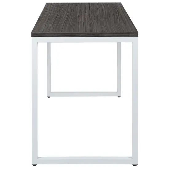Merrick Lane Berlin 47 Inch Computer Desk with Open Metal Frame RusticGray/White {4}