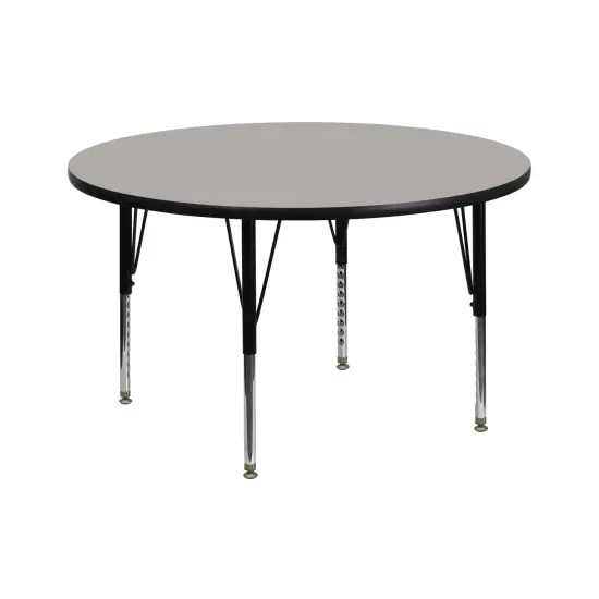 Emma and Oliver 42" Round HP Laminate Adjustable Preschool Activity Table Gray {1}