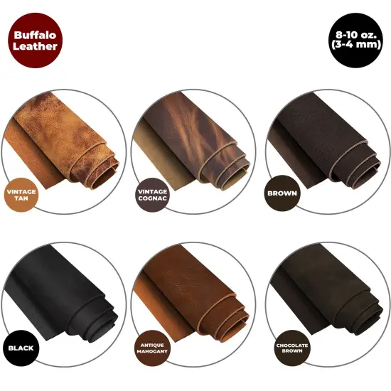 European Leather Work Buffalo Hide 8-10 oz (3-4mm) | Pre-Cut Full Grain Leather for Tooling, Stamping, Molding, Engraving {7}