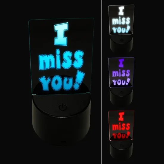 I Miss You Fun Text 3D Illusion LED Night Light Sign Nightstand Desk Lamp {1}