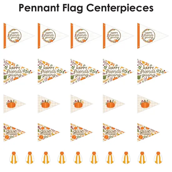Big Dot of Happiness Fall Friends Thanksgiving - Triangle Friendsgiving Party Photo Props - Pennant Flag Centerpieces - Set of 20 {6}
