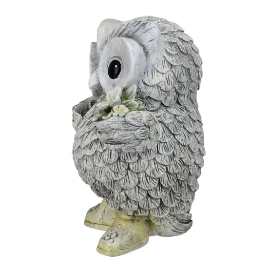 Roman 9" Gray and White Outdoor Owl in Rain Boots Garden Statue {3}