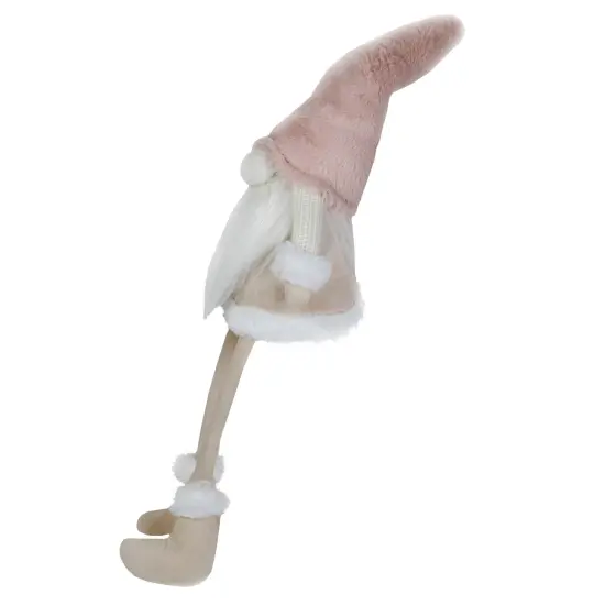 Northlight Sitting Christmas Gnome with Dangling Legs - 24" - Cream and Pink {3}