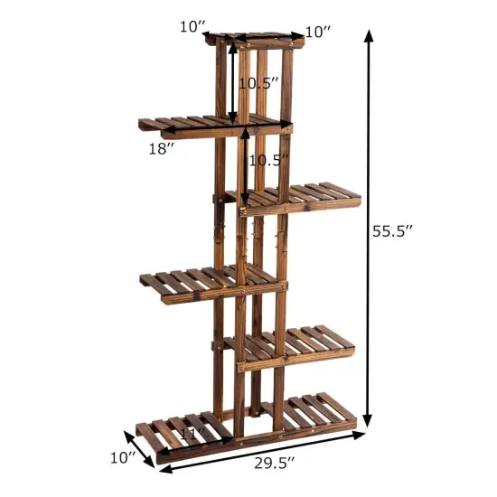 Costway 6 Tier 11 Pots Wooden Plant Flower Display Stand Wood Shelf Storage Rack Garden {2}