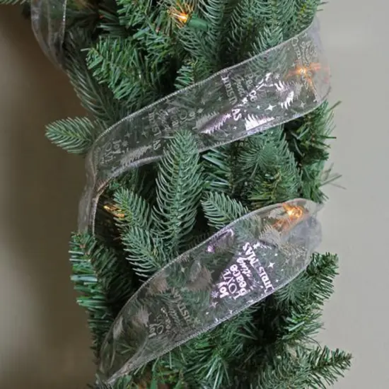 Northlight Silver Wired Christmas Words Craft Ribbon 2.5" x 10 Yards {4}