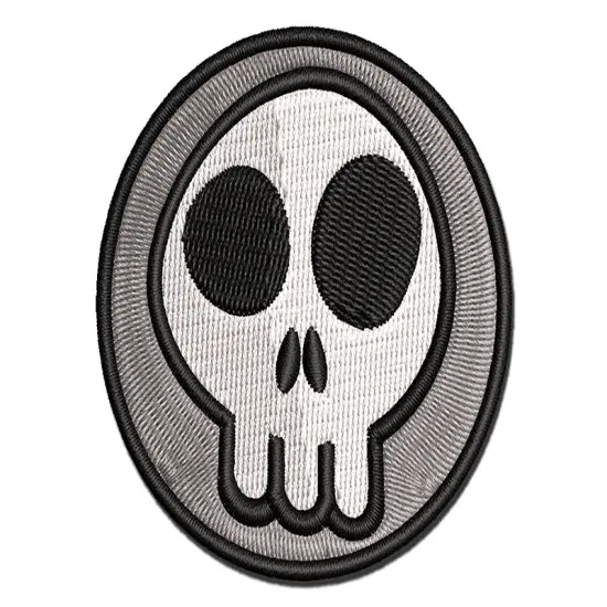 Fun Skull Multi-Color Embroidered Iron-On or Hook & Loop Patch Applique {1}