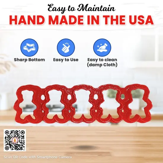 CookieCutter.Com Brand Cookie Cutters Teddy Bear Cracker Multi Cutter 1 1/8 in segments, Food Safe 3d Printed Plastic,Made in USA (Color may vary) {5}