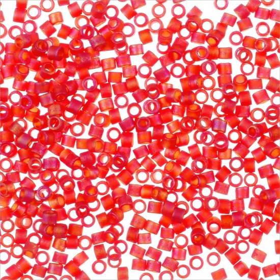 Miyuki Delica Seed Bead 11/0 Matte Transparent Cherry Red AB {3}
