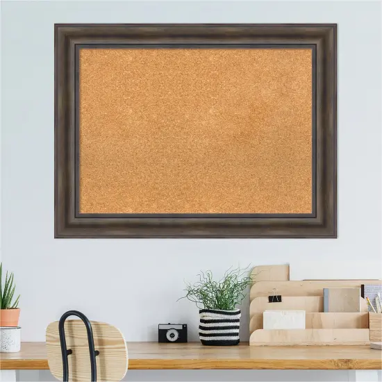 Rustic Pine Wood Framed Corkboard, Natural Cork Rustic Pine Brown {5}