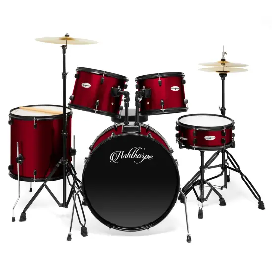 Ashthorpe 5-Piece Complete Full Size Adult Drum Set with Remo Batter Heads {2}