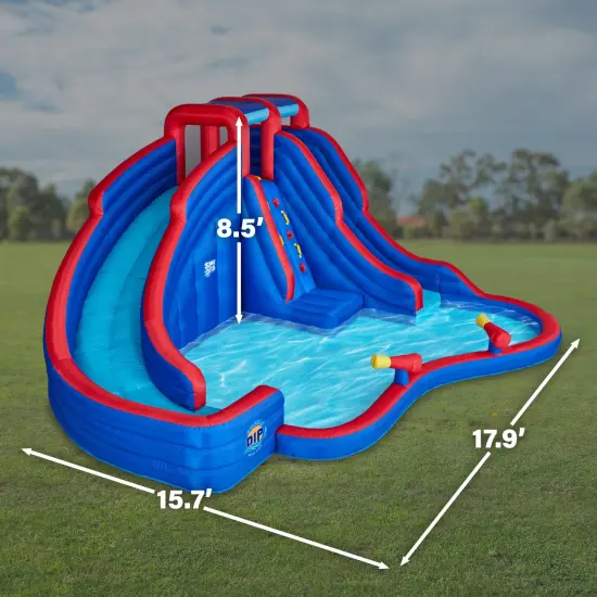 Sunny & Fun Inflatable Kids Backyard Double Water Slide Park with Pool {2}