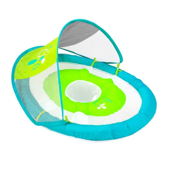 SwimWays 36" Aqua Blue and Green Swimming Pool Baby Spring Float with Sun Canopy {1}