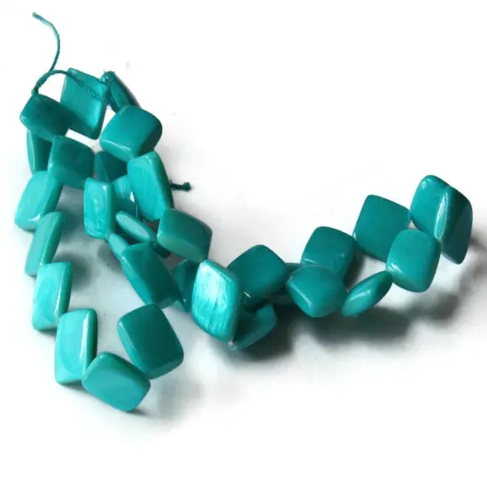 13mm Sky Blue Mother Of Pearl Diamond Beads - Dyed Seashell Beads {5}