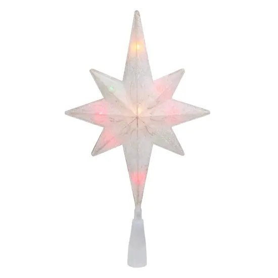 Northlight 11" White Frosted Bethlehem Star with Gold Scrolling Christmas Tree Topper - Multi Lights Clear {1}