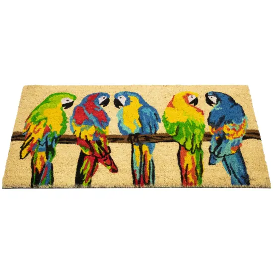 Northlight Natural Coir Parrots Outdoor Doormat 18" x 30" Multi {5}
