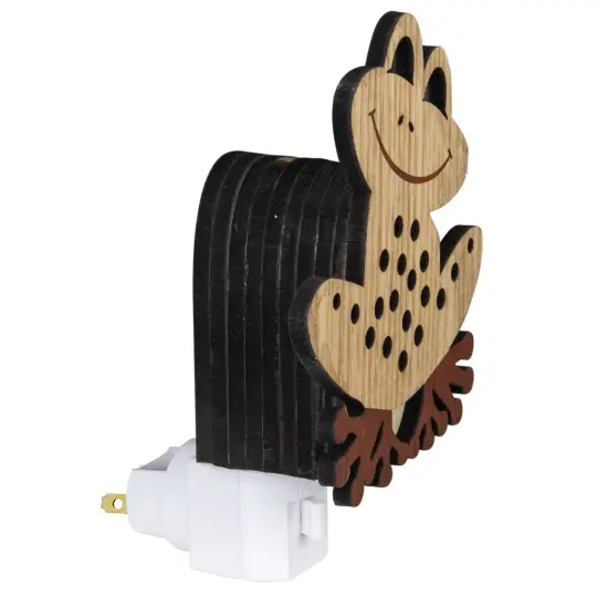 Roman 6" Wooden LED Smiling Frog Night Light Brown {6}