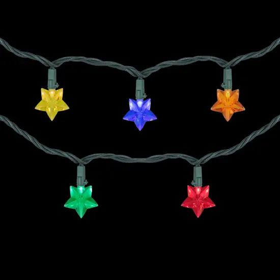Northlight LED Star Shaped Indoor Outdoor Patio Light Set - MultiColor - 4.5' Green Wire - 20ct {4}