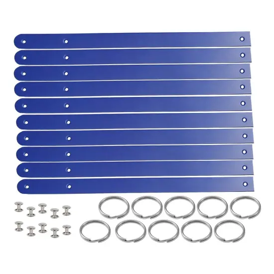 1/2" Blank Leather Keychains Kit - 10 Pre-Cut Blank Keyrings for Stamping & Engraving Blue {1}