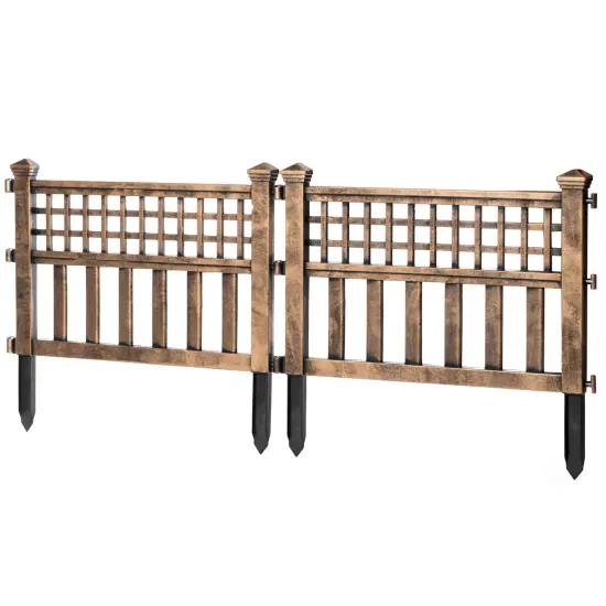 Plastic Outdoor Decor Garden Flower Edger Fence, Border, Set of 4 Panels, Bronze {11}