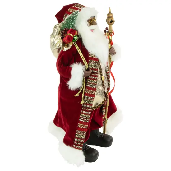 Northlight 24" African American Santa Claus with Gift Bag Christmas Figure Red {4}