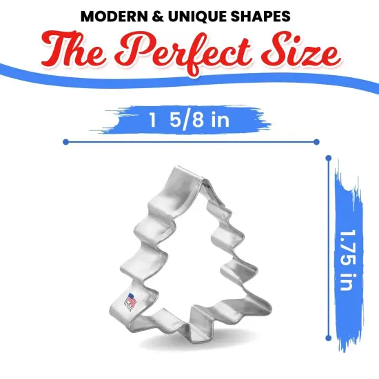 Mini Christmas Tree Cookie Cutter 1.75 in, CookieCutter.com, Tin Plated Steel, Handmade in the USA {2}