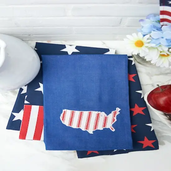 Stars and Stripes 4th of July Woven Cotton Kitchen Towel Patriotic Dishtowel Decoration {5}