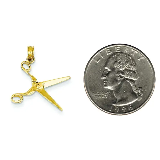 14K Gold 3D Moveable Scissors Charm Hair Stylist Jewerly 24mm x 12mm {2}