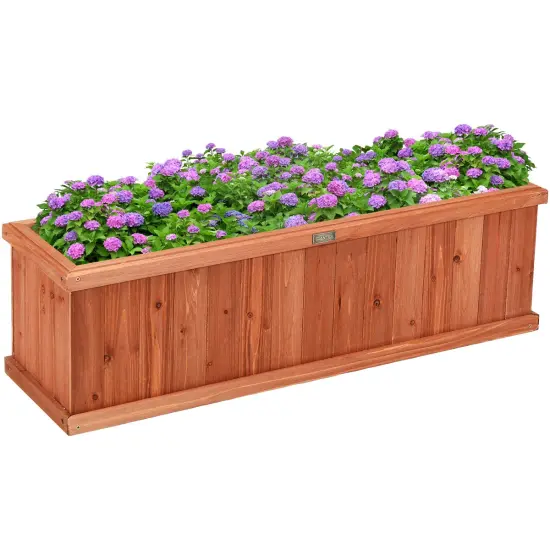 Costway 28/36/40 Inch Wooden Flower Planter Box Garden Yard Decorative Window Box Rectangular {1}