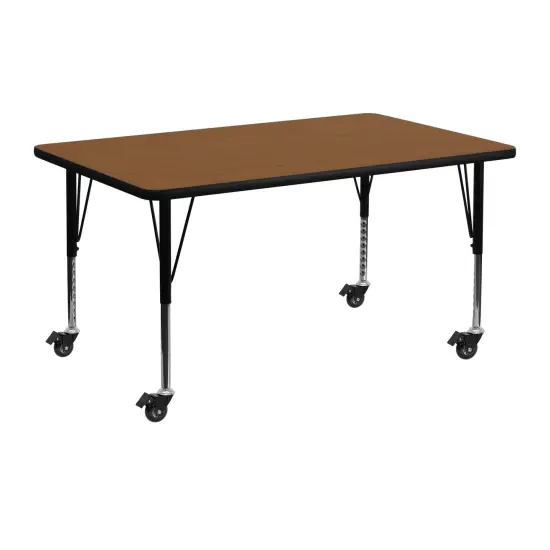 Emma and Oliver Mobile 24x48 Rectangle HP Laminate Preschool Activity Table Oak {1}