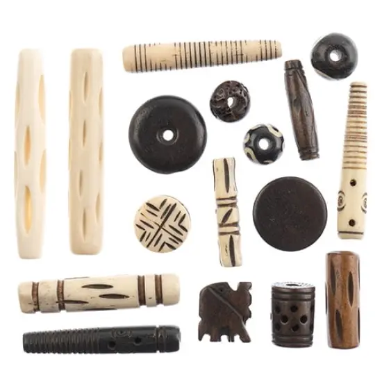 John Bead Natural Bone Beads Assorted Box Set, 250g Multicolored {1}