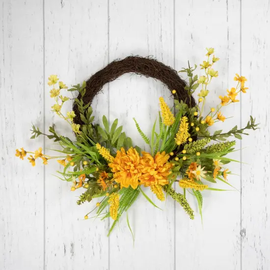 Northlight Peonies Artificial Fall Harvest Twig Wreath, 22-Inch, Unlit Brown {6}