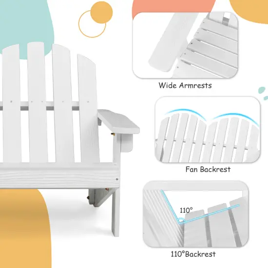 2 Person Adirondack Chair with High Backrest White {6}